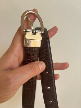 Lauren ralph lauren resersible black/ brown  Croc-Embossed Leather Belt